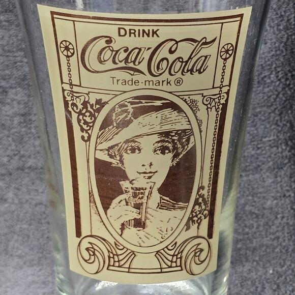 Vintage Coca Cola Victorian Lady 16 oz. Re-Creation Flair Glass Drinking Cups - Picture 2 of 11